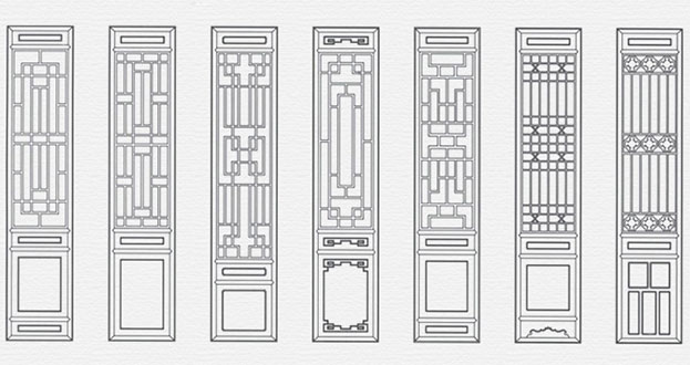 张北常用中式仿古花窗图案隔断设计图